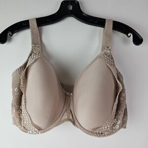 Elomi Bra Style 4383 Size 34I US Plus‎ Full Figure Underwire Beige Lace Charley